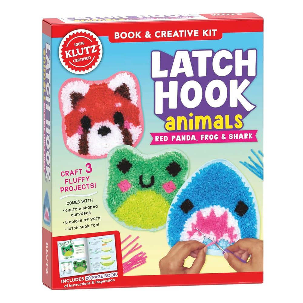 Klutz Latch Hook Animals: Red Panda, Frog & Shark